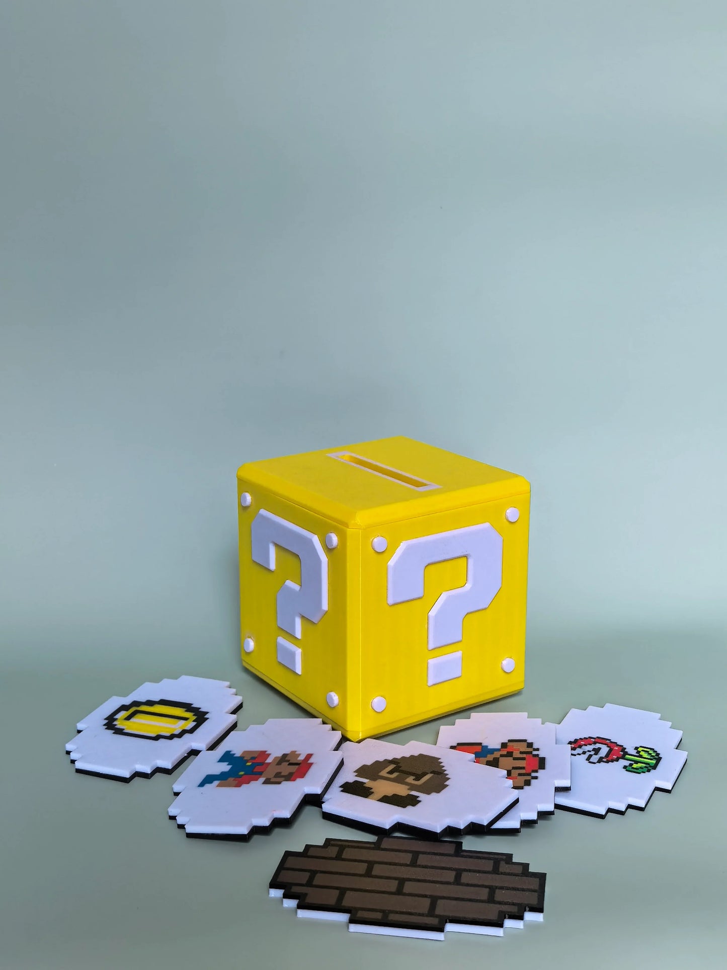 Pixel-perfect Super Mario-themed NFC Music Box with iconic red mushroom styling and golden coin accents — a retro-inspired jukebox that brings 8-bit nostalgia to your audio setup.