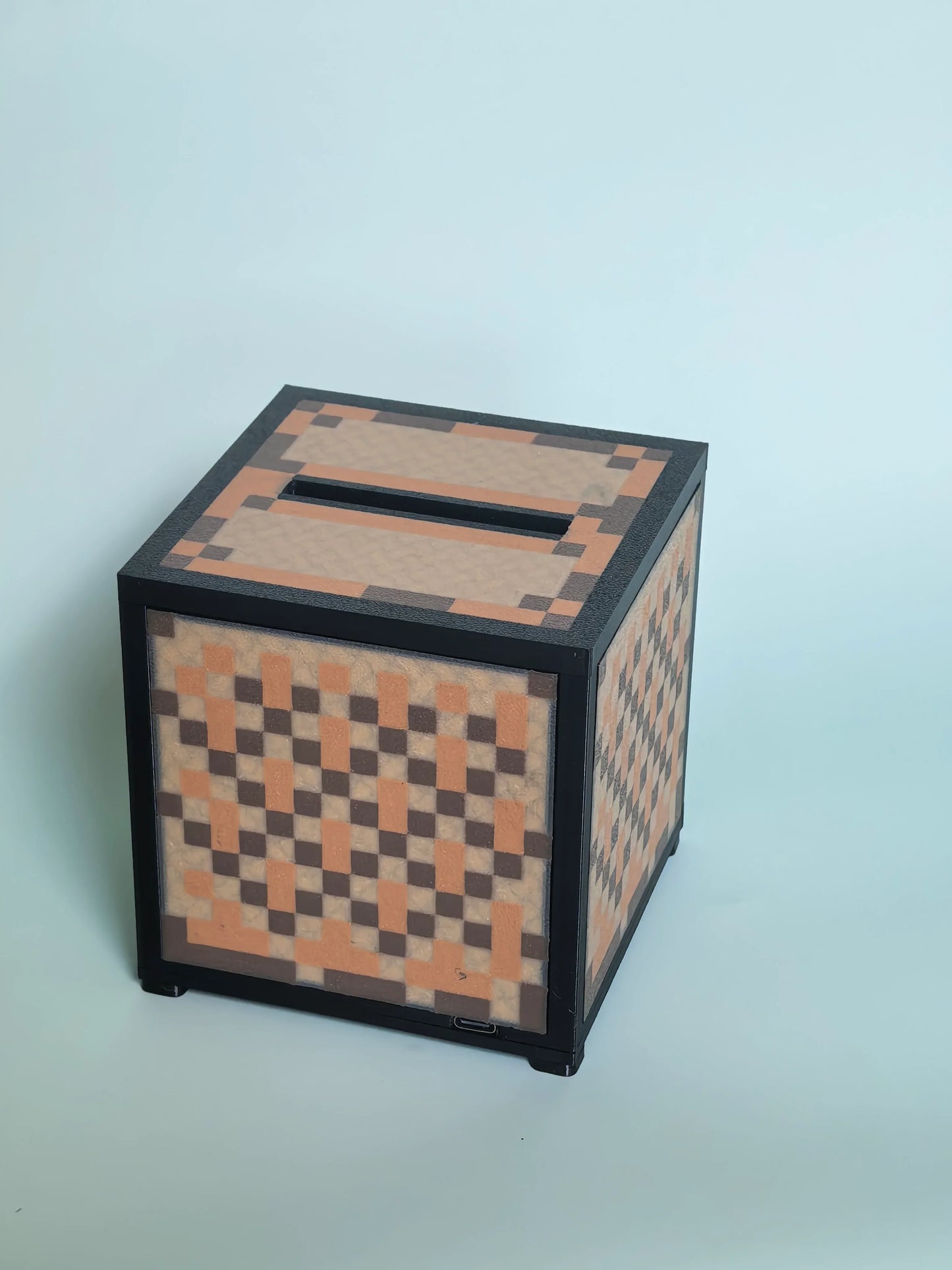 A real-life Minecraft Jukebox brought to your desk — a blocky, pixel-art NFC Music Box featuring authentic grass-block textures, diamond-blue accents, and the iconicSteve silhouette crafted in true 8-bit voxel style.